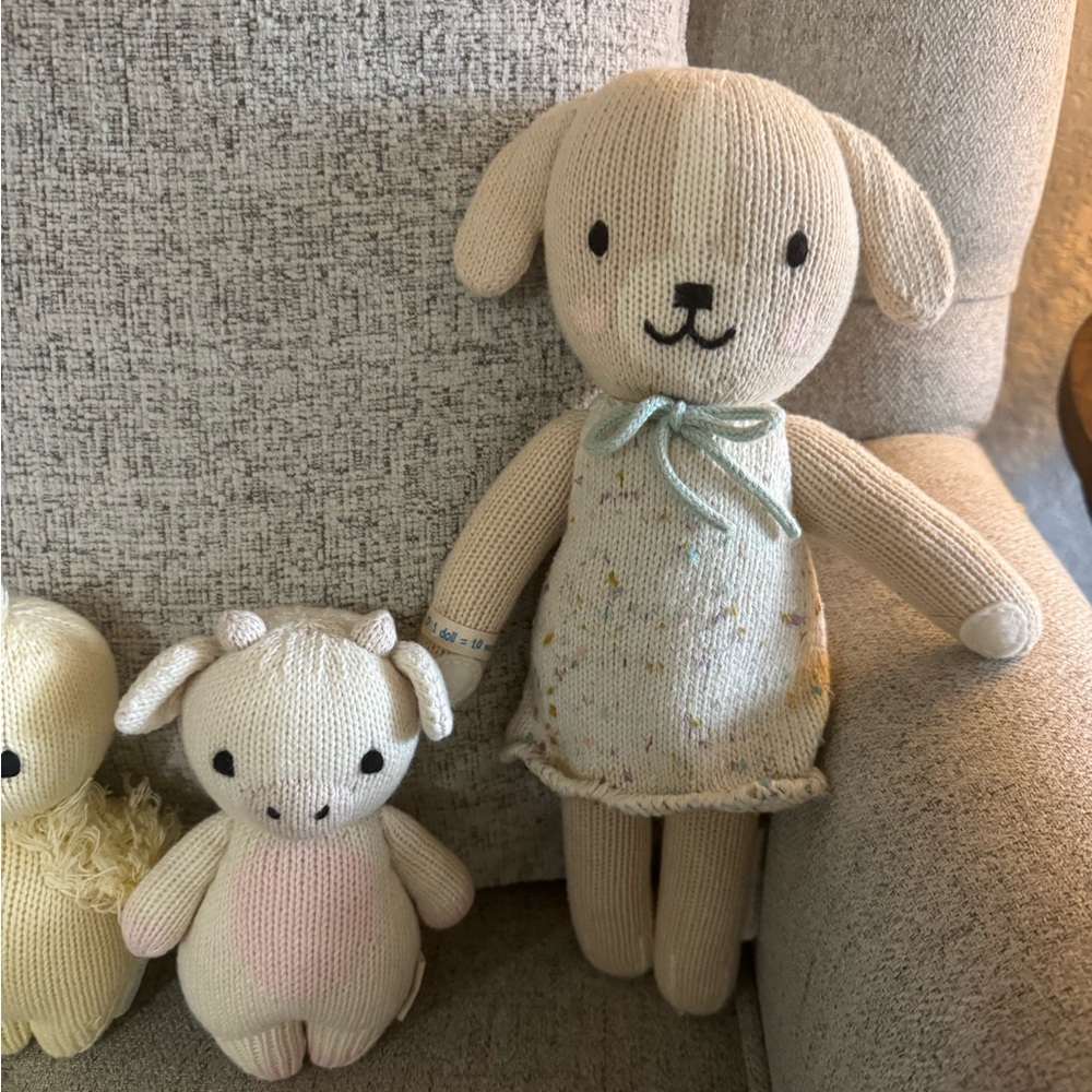 Adorable Cream Knit Dog Doll